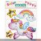 3D Ballon-Sticker "Einhorn/Unicorn"